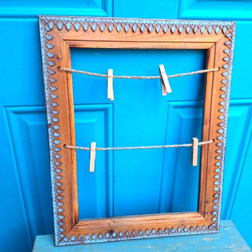 Rustic Wood Frame Clipboard Display Modern Farmhouse Shabby Decor Turquoise Teal
